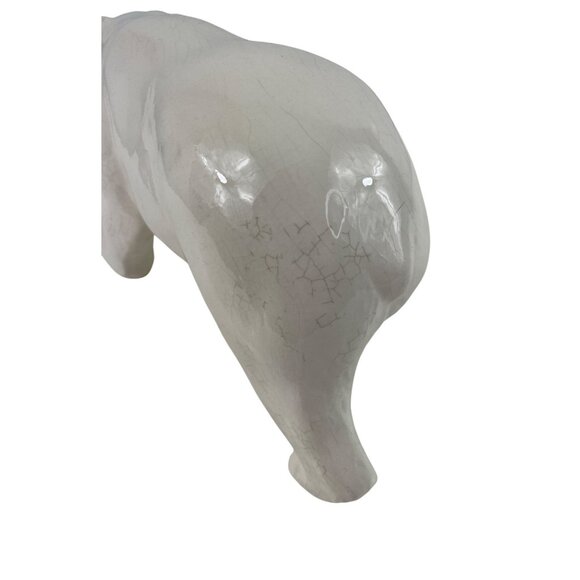 Handcrafted Vintage Ceramic Polar Bear Figurine With Crackle Glaze Finish - Picture 7 of 13